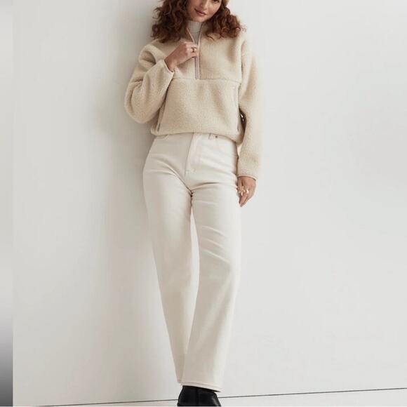 Madewell Faux Shearling Half-Zip Pullover in Ecru Size: XS, NWT - Picture 12 of 12